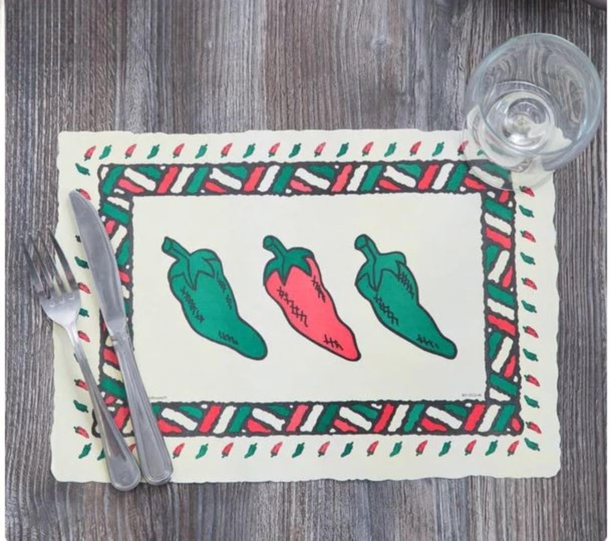 Party Favors Plus Chili Pepper Paper Placemats Red Green 9.75x14 Inch 50 Count