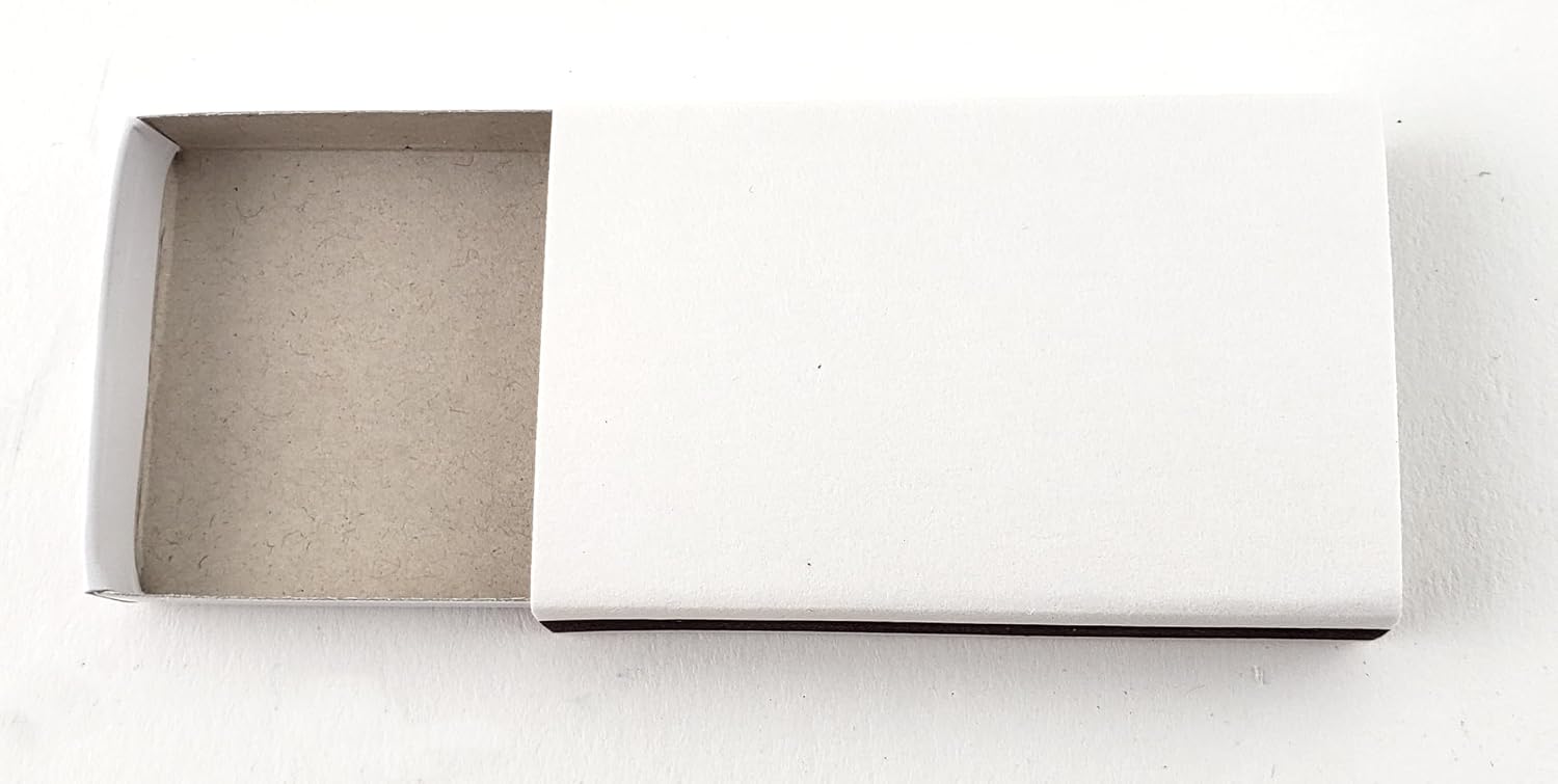 Party Favors Plus White Empty Match Storage Boxes with Strikers 2.25 Inch 50 Count