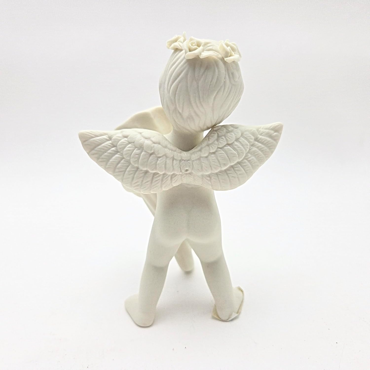 Party Favors Plus Off White Ceramic Angel Figurine with Cornucopia 5.5 Inch