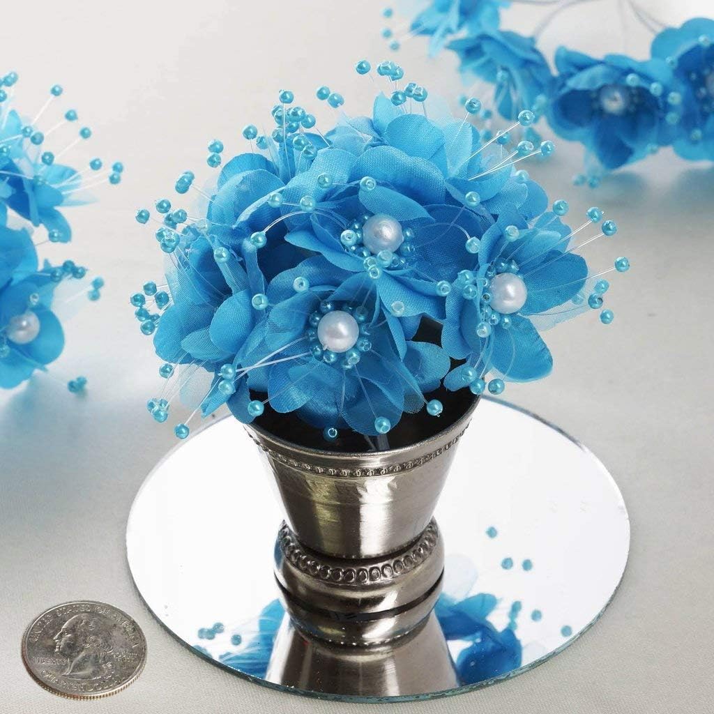 Party Favors Plus Turquoise Satin Pearl Organza Flowers 72 Count