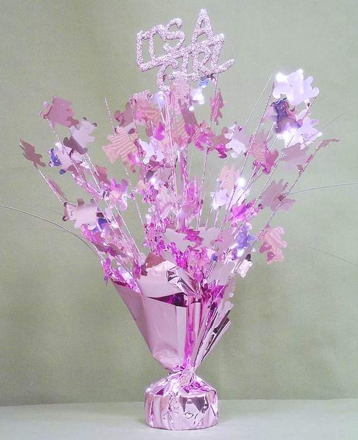 Metallic Pink It's a Girl Balloon Weight Centerpieces, 2 Pieces