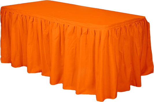 Party Favors Plus Orange Plastic Tablecloth 54x108 Inch with Table Skirt 2 Piece Set