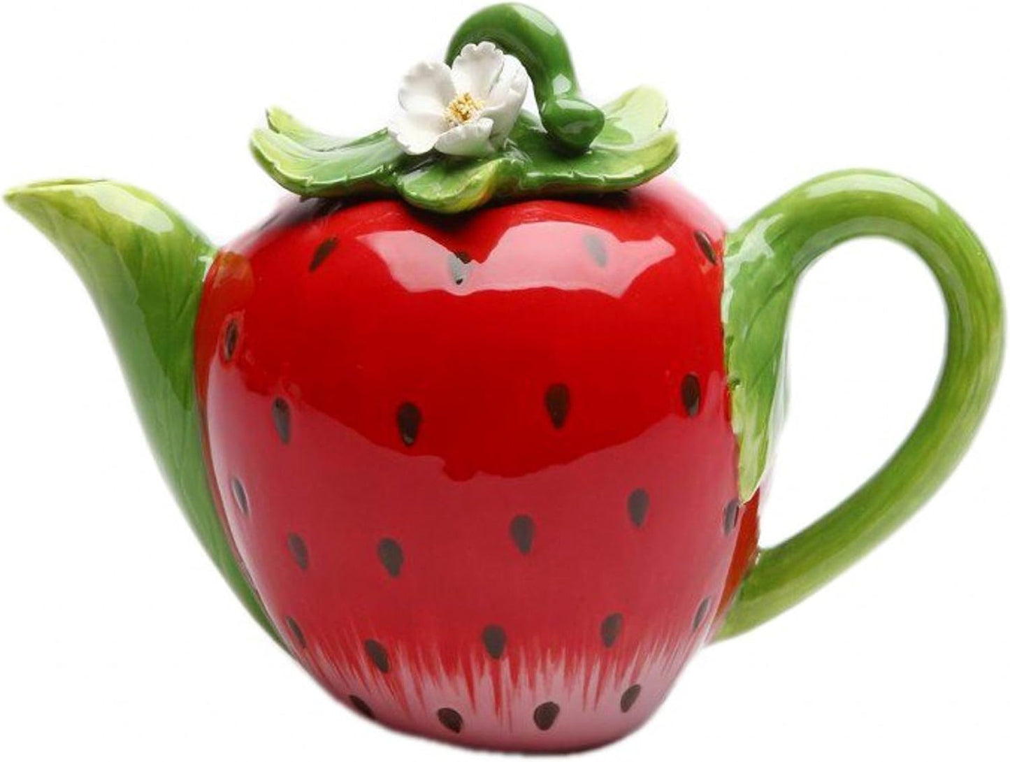 Cosmos Gifts Fine Ceramic Strawberry Teapot 5-1/4" H