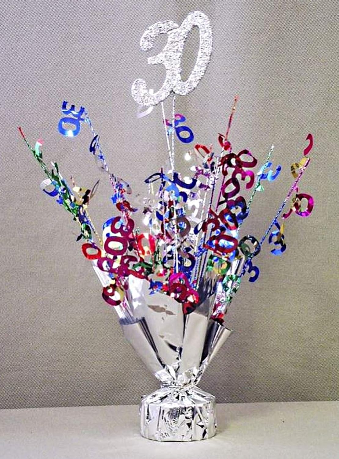 Multicolor 30th Birthday Balloon Weight Centerpieces, 2 Pieces