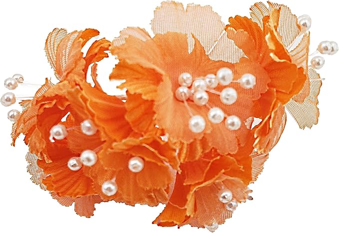 Party Favors Plus Silk Daisy Flower Favor Picks with Center Pearls Orange 36 Count