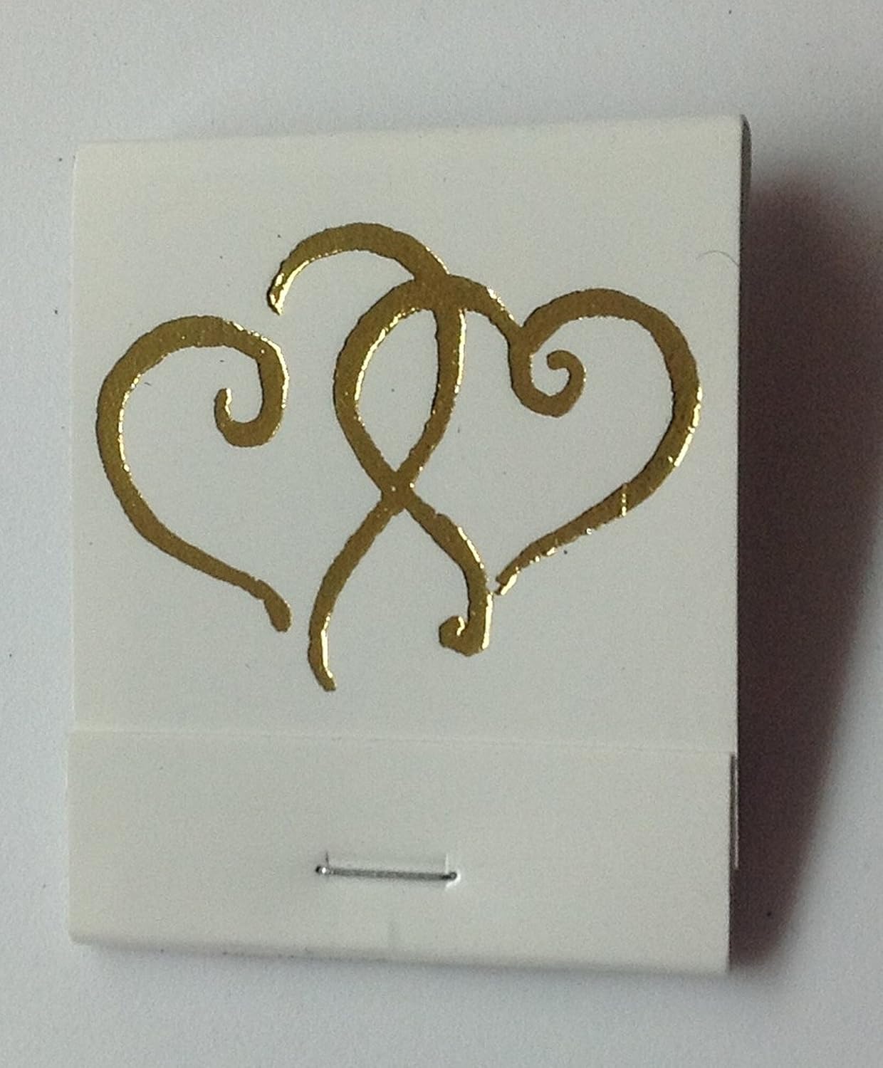 Party Favors Plus White Matches Printed Hearts in Metallic Gold Matchbooks 50 Count