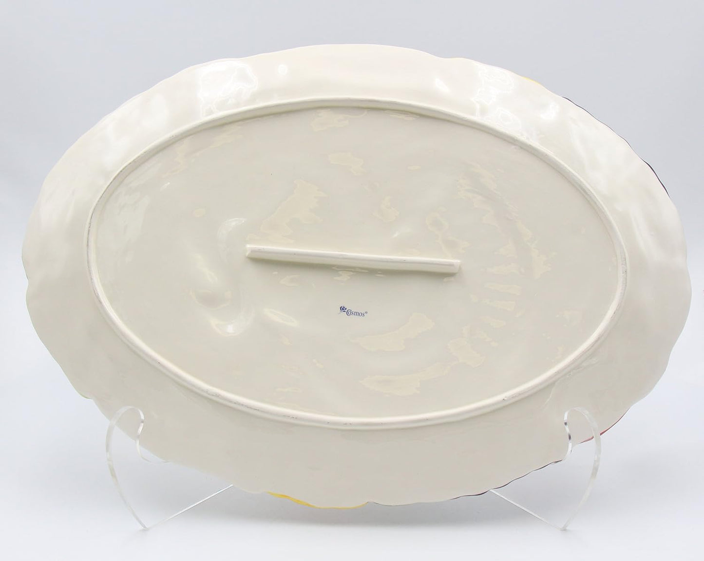 Cosmos Gifts Fine Porcelain Hand Painted Turkey Platter Multicolor Large 17" L