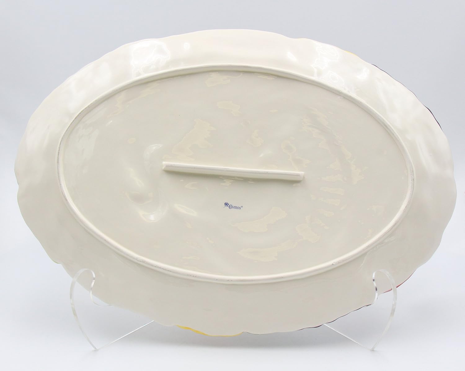 Cosmos Gifts Fine Porcelain Hand Painted Turkey Platter Multicolor Large 17" L