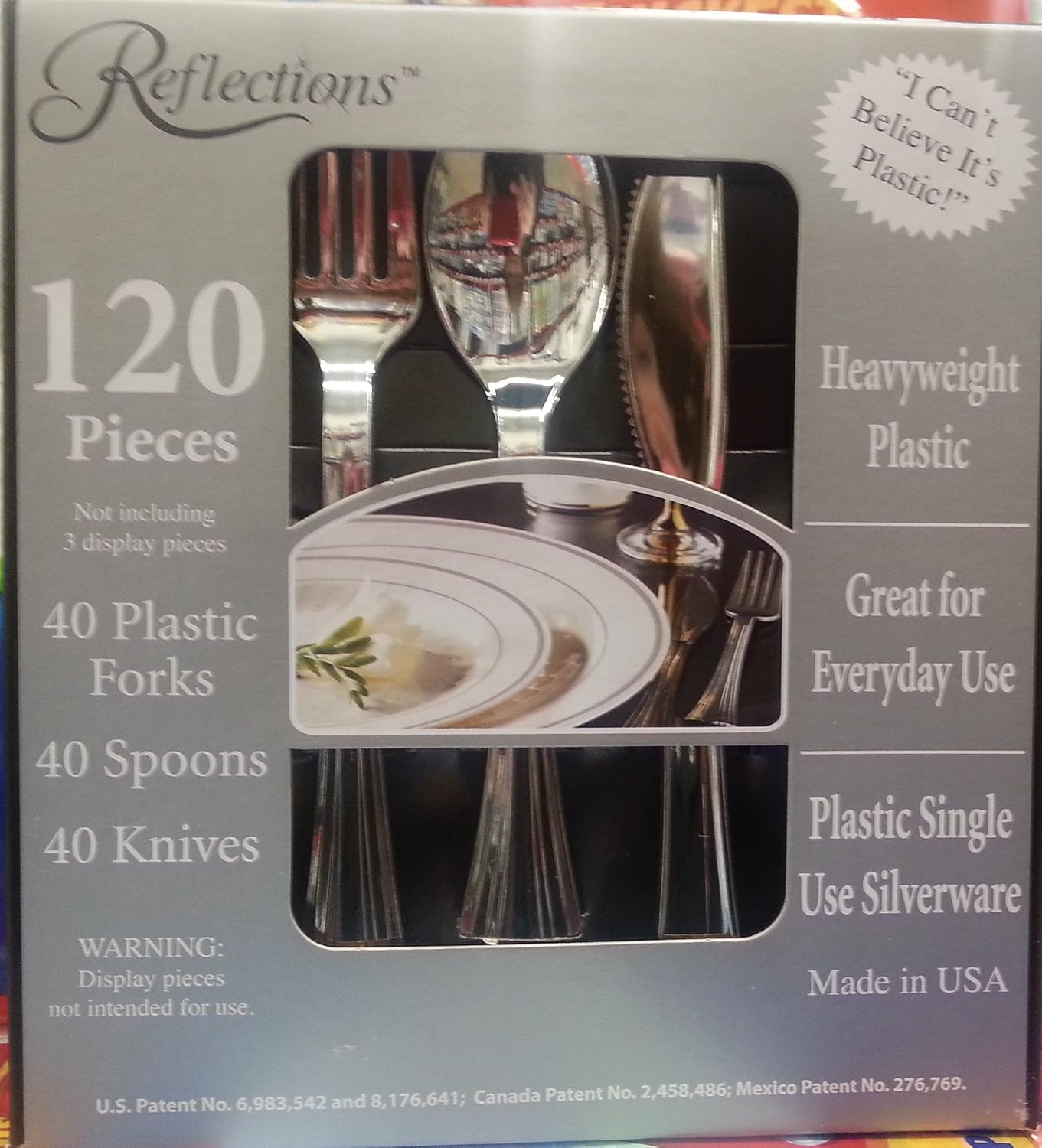 Party Favors Plus Reflections Plastic Silver Flatware 120 Count