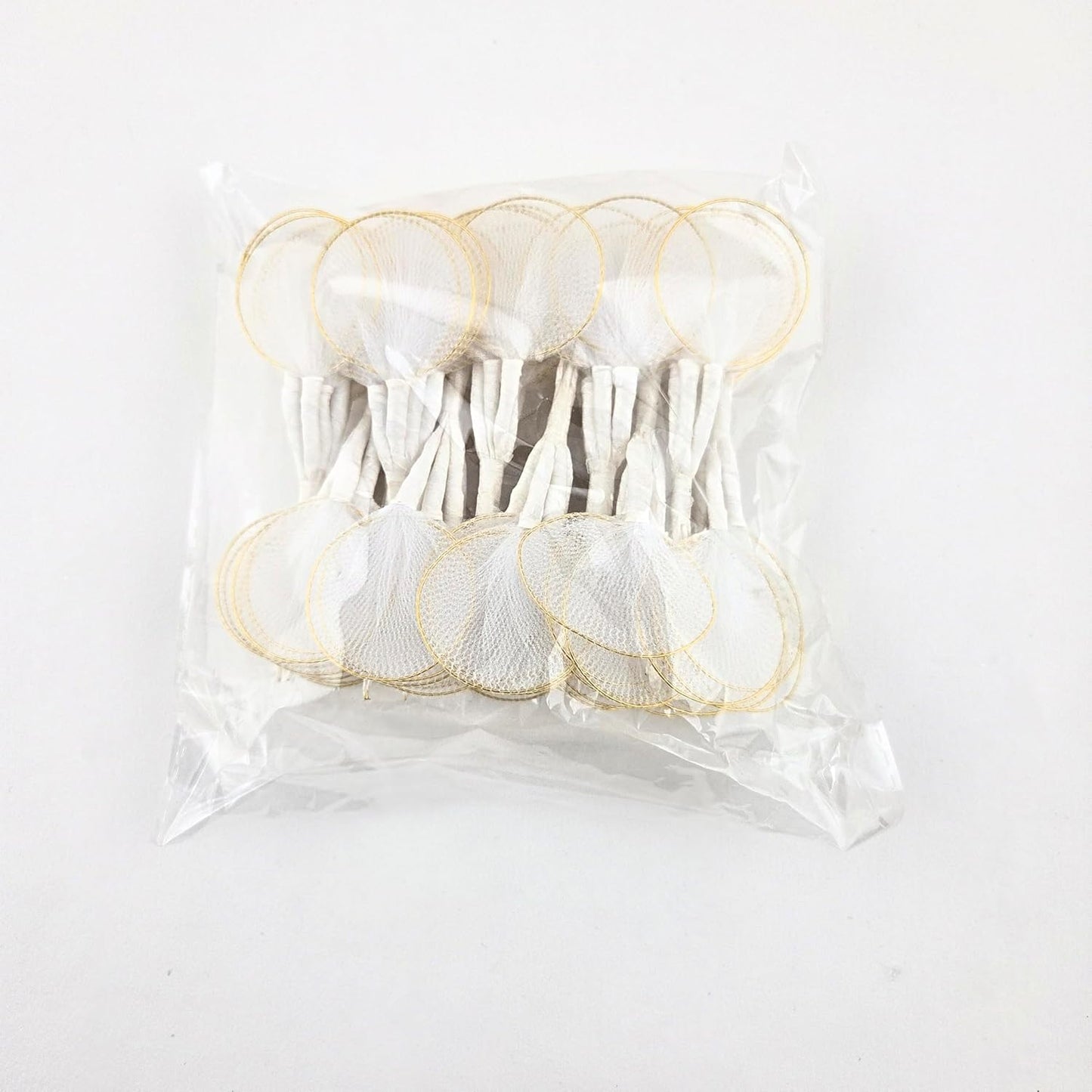 Party Favors Plus White Nylon Leaves Gold Trim Almond Flowers 100 Count