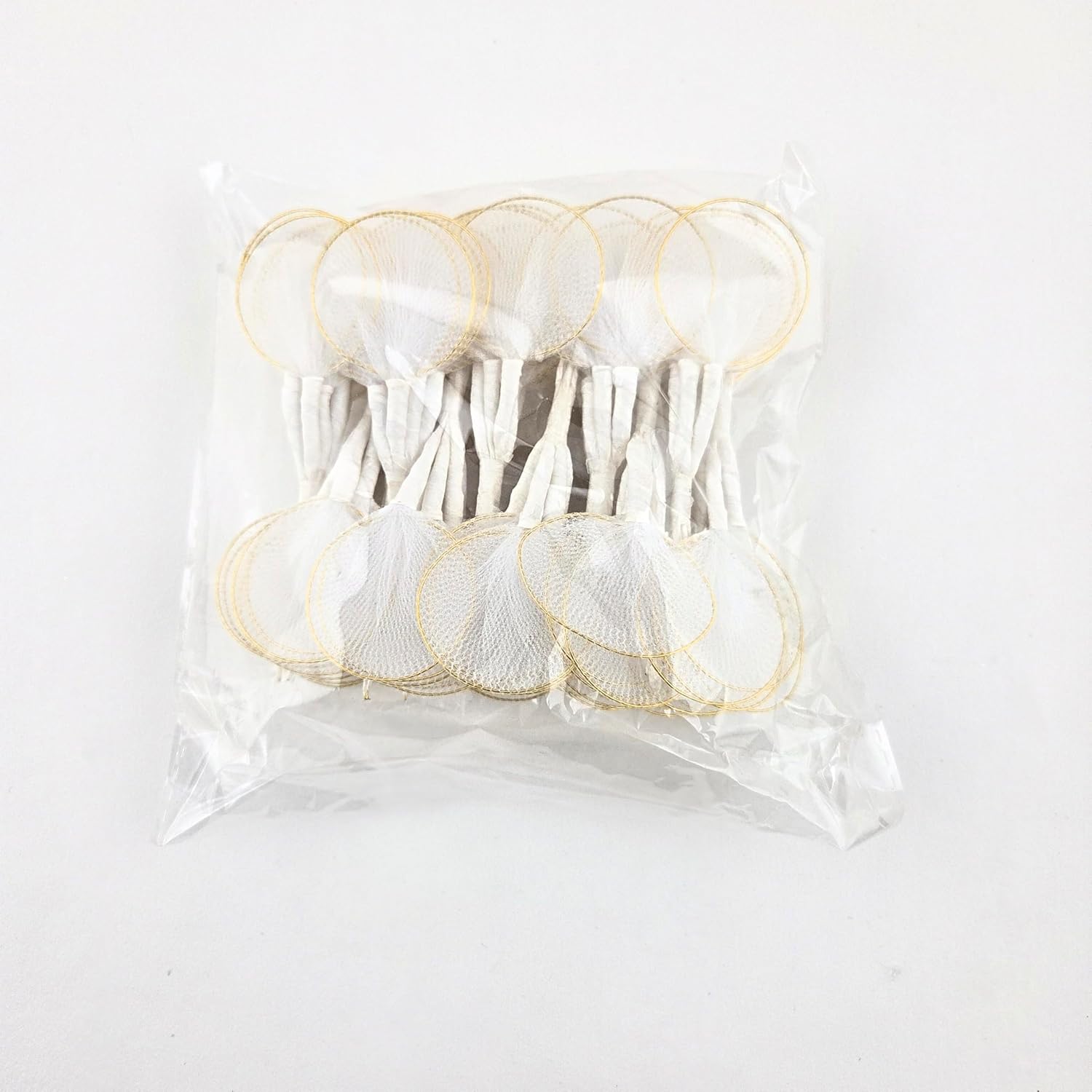 Party Favors Plus White Nylon Leaves Gold Trim Almond Flowers 100 Count