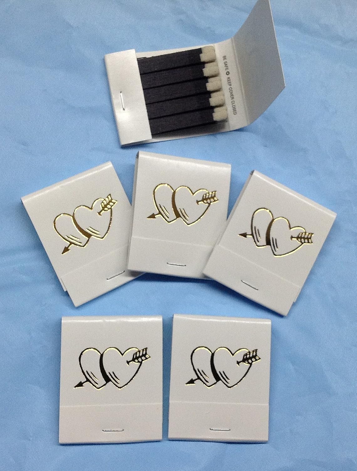 Party Favors Plus White Matchbooks Hearts With Arrow 50 Count