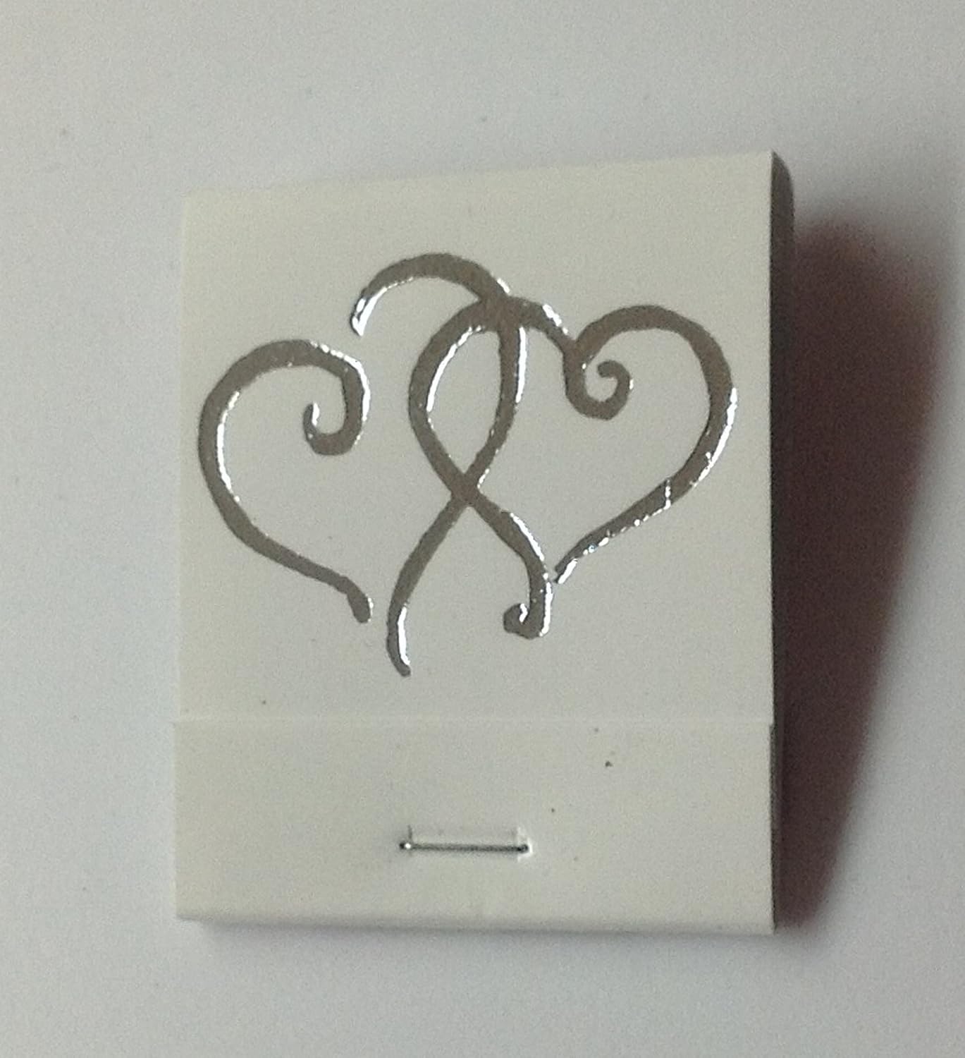 Party Favors Plus Matches White Hearts Metallic Silver 50 Count