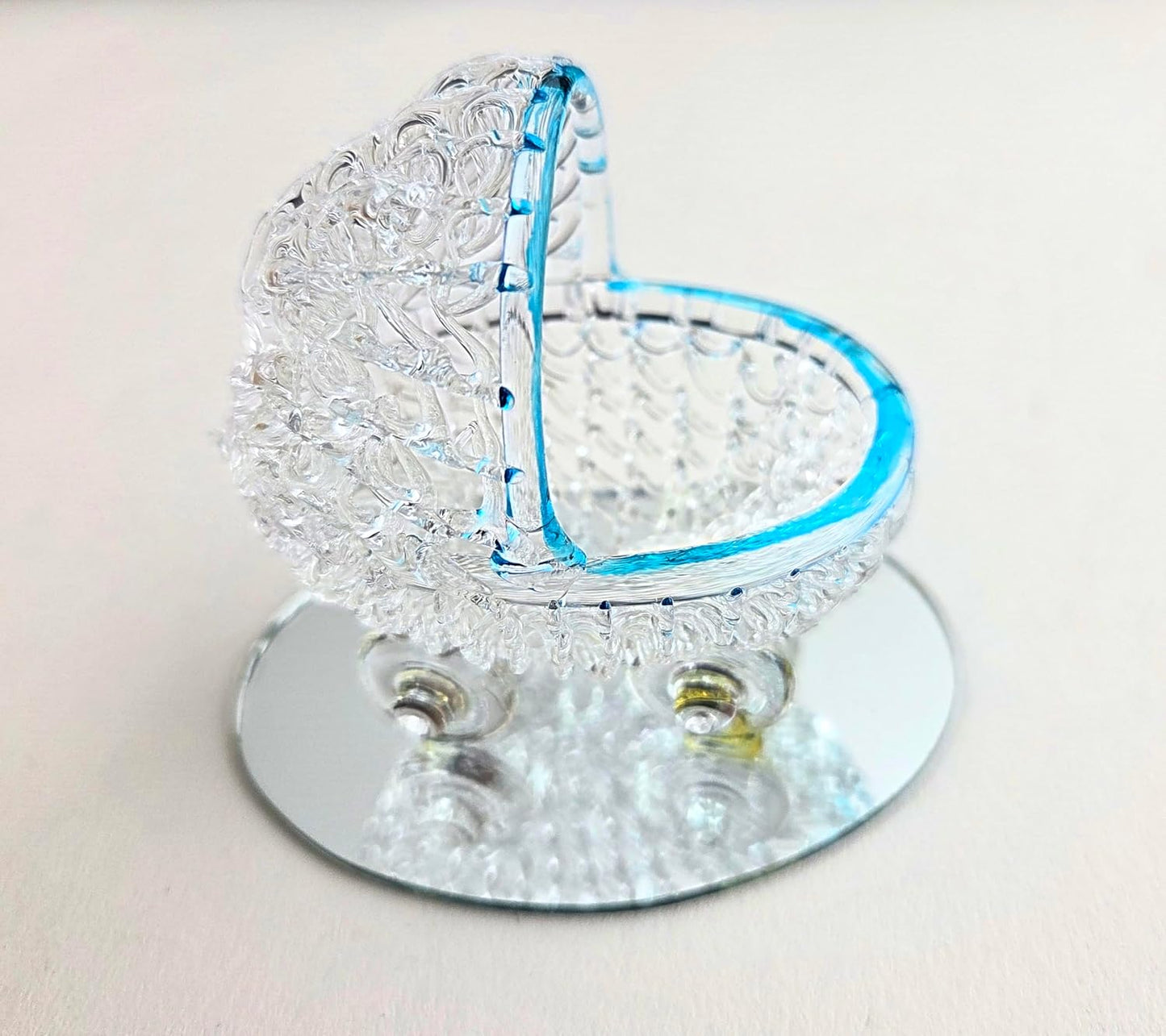 Party Favors Plus Clear Polyresin Crystal Baby Bassinet Figurine 3 Inch Set of 2