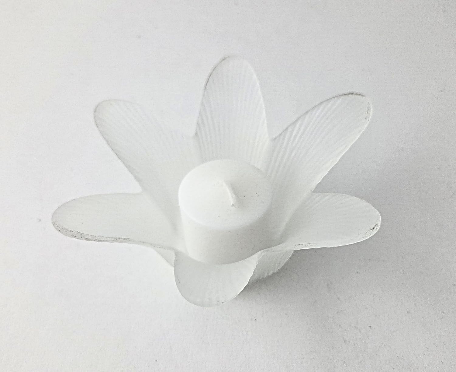 Party Favors Plus Frosted Glass Lotus Flower Tea Light Candle Holder White 5 Inch Set of 5