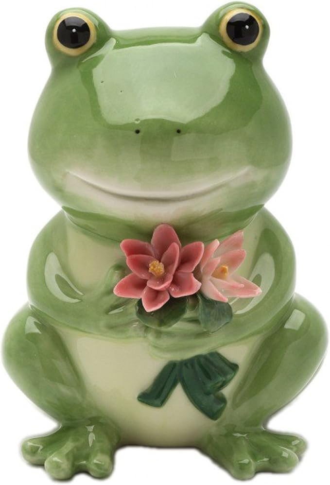 Cosmos Gifts Fine Porcelain Frog Piggy Bank 5" H Green 20912