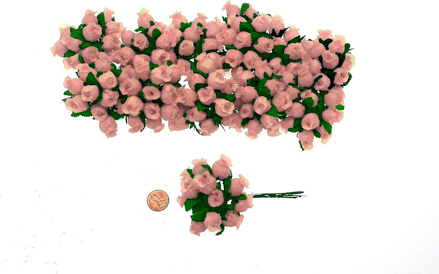 144 Miniature Poly Rose Silk Favor Flower Pick Wedding Shower - Coral
