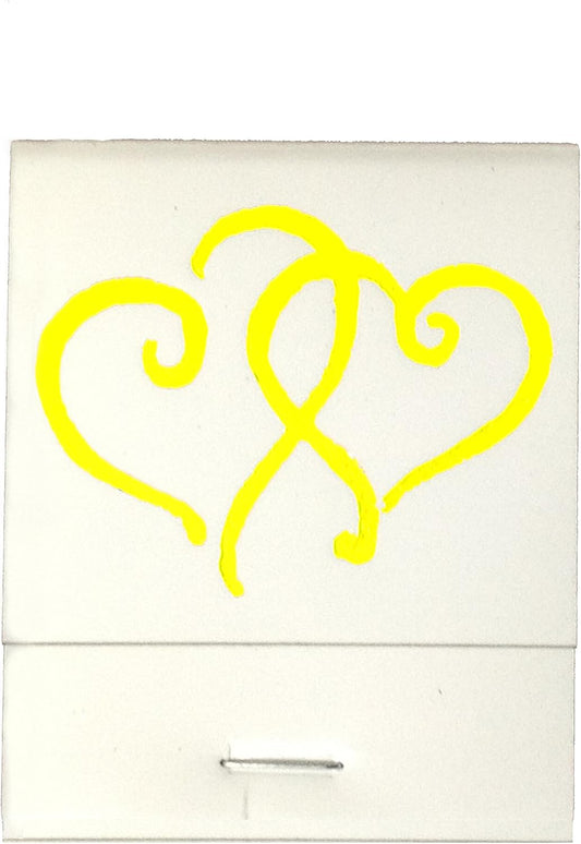 Party Favors Plus White Matchbooks Printed Hearts Yellow 50 Count