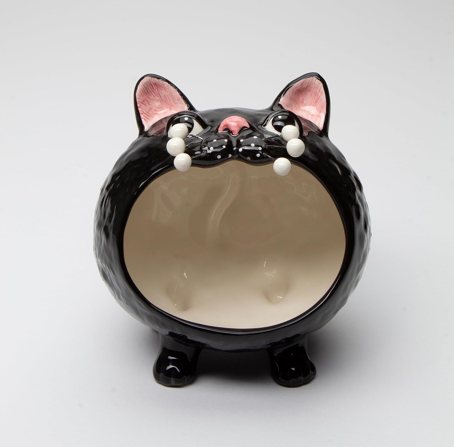 Cosmos Gifts Fine Porcelain Black Whisker Cat Halloween Candy Bowl 5.25" W x 5.13" H