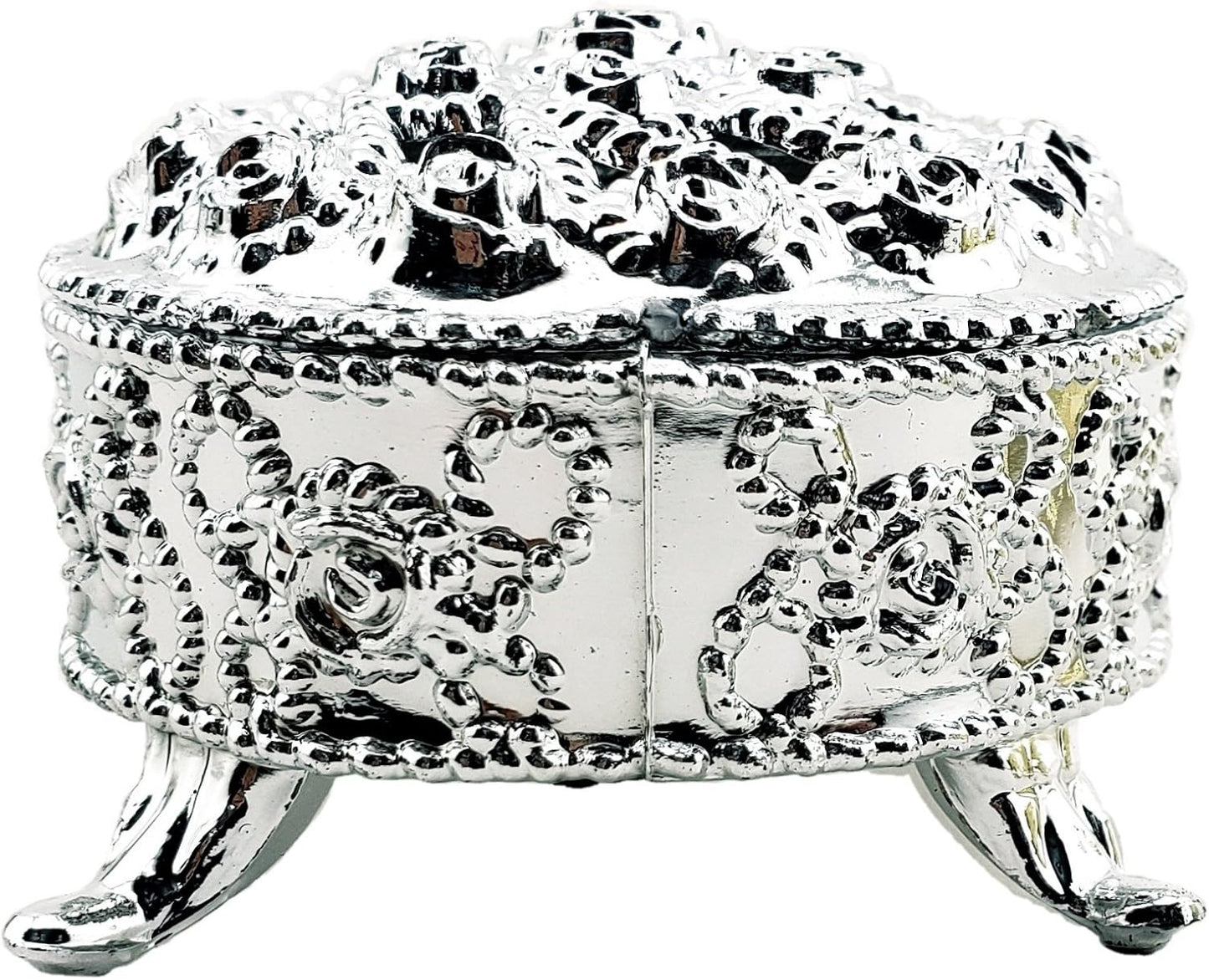 Party Favors Plus Silver Plastic Round Trinket Candy Boxes with Cover 2.25 In 12 Pack
