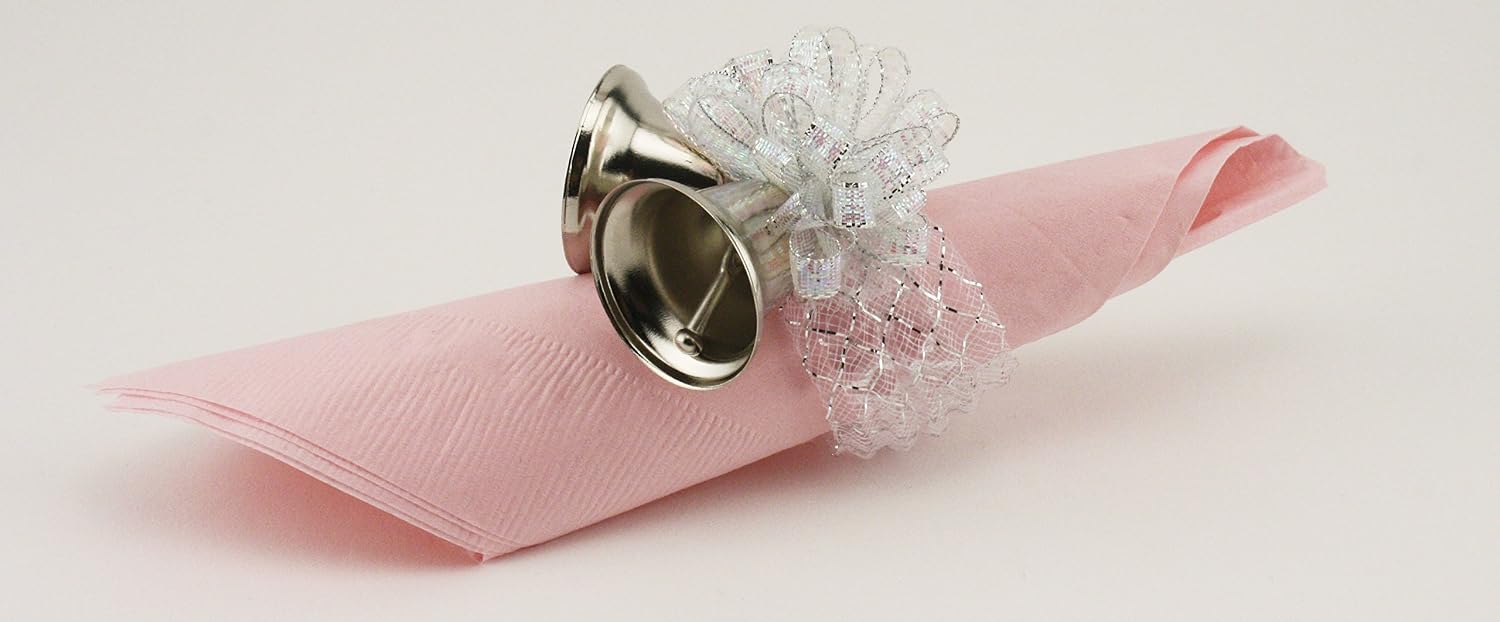 Party Favors Plus Silver Metal Clinking Bells Napkin Rings 8 Count