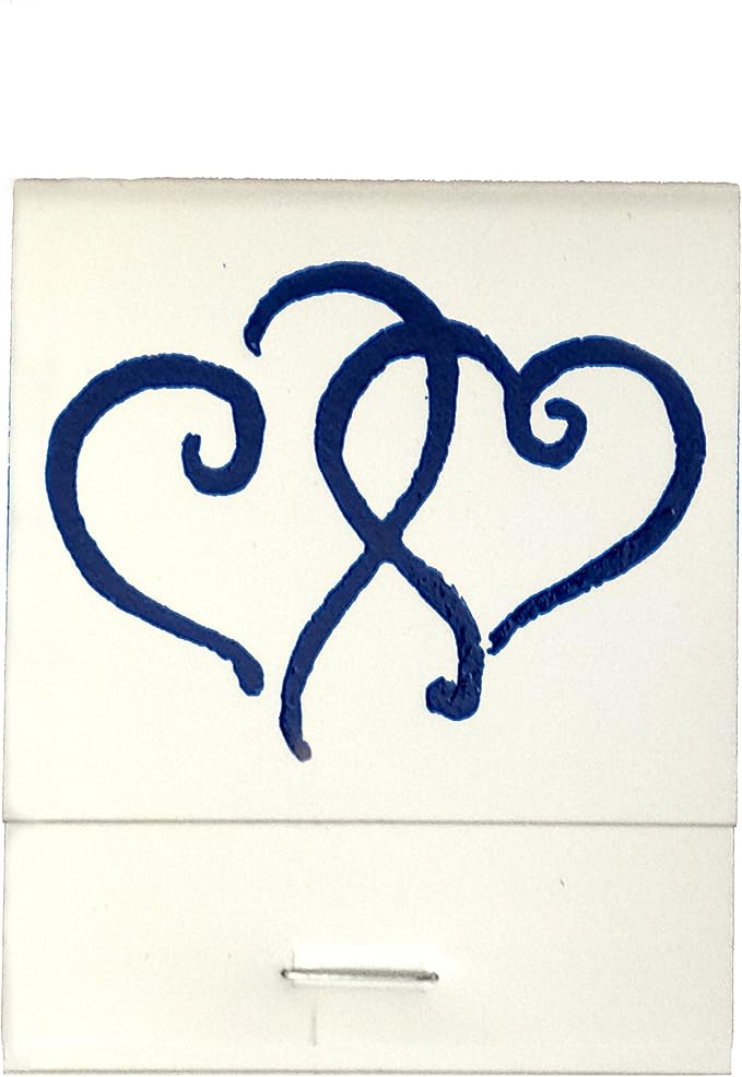 Party Favors Plus White Matchbooks Printed Hearts Metallic Royal Blue 50 Count