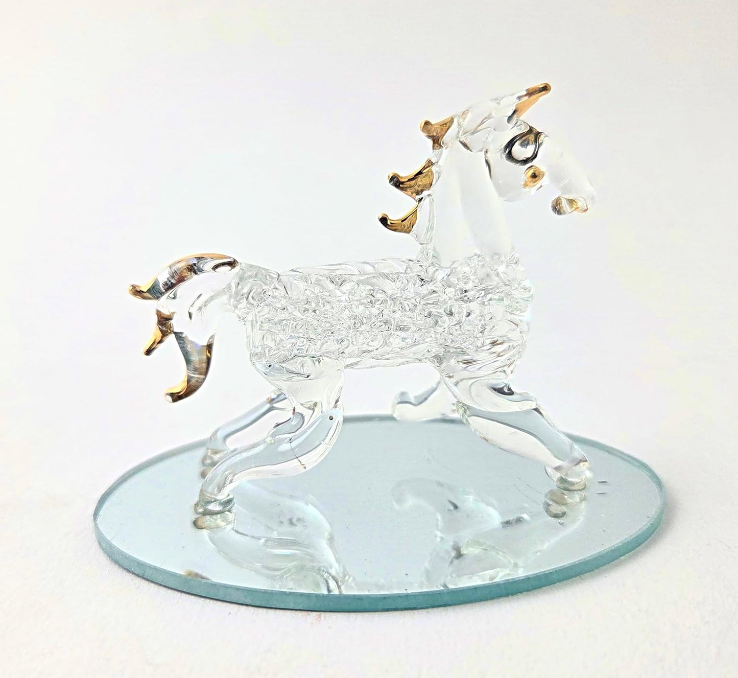 Party Favors Plus Gold Plated Glass Horse Figurine Clear 2.5 Inch