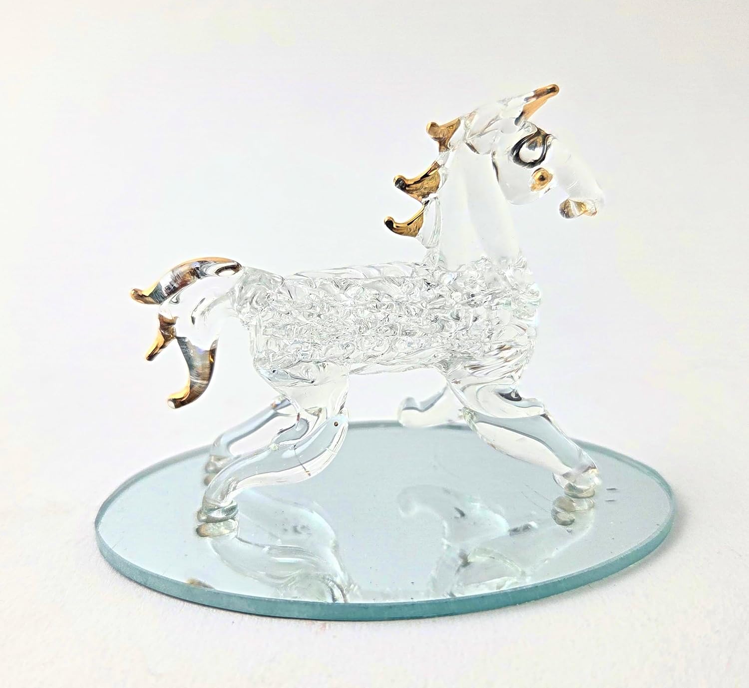 Party Favors Plus Gold Plated Glass Horse Figurine Clear 2.5 Inch