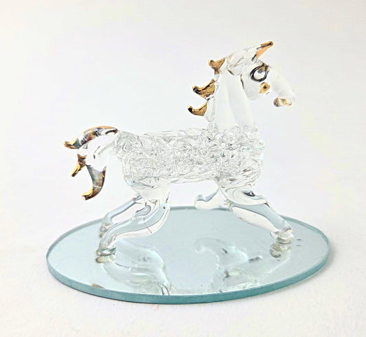 Party Favors Plus Gold Plated Glass Horse Figurine Clear 2.5 Inch