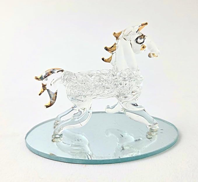 Party Favors Plus Gold Plated Glass Horse Figurine Clear 2.5 Inch