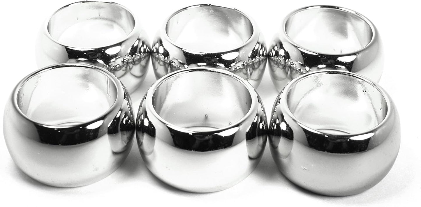 Party Favors Plus Silver Round Plastic Napkin Rings 6 Count