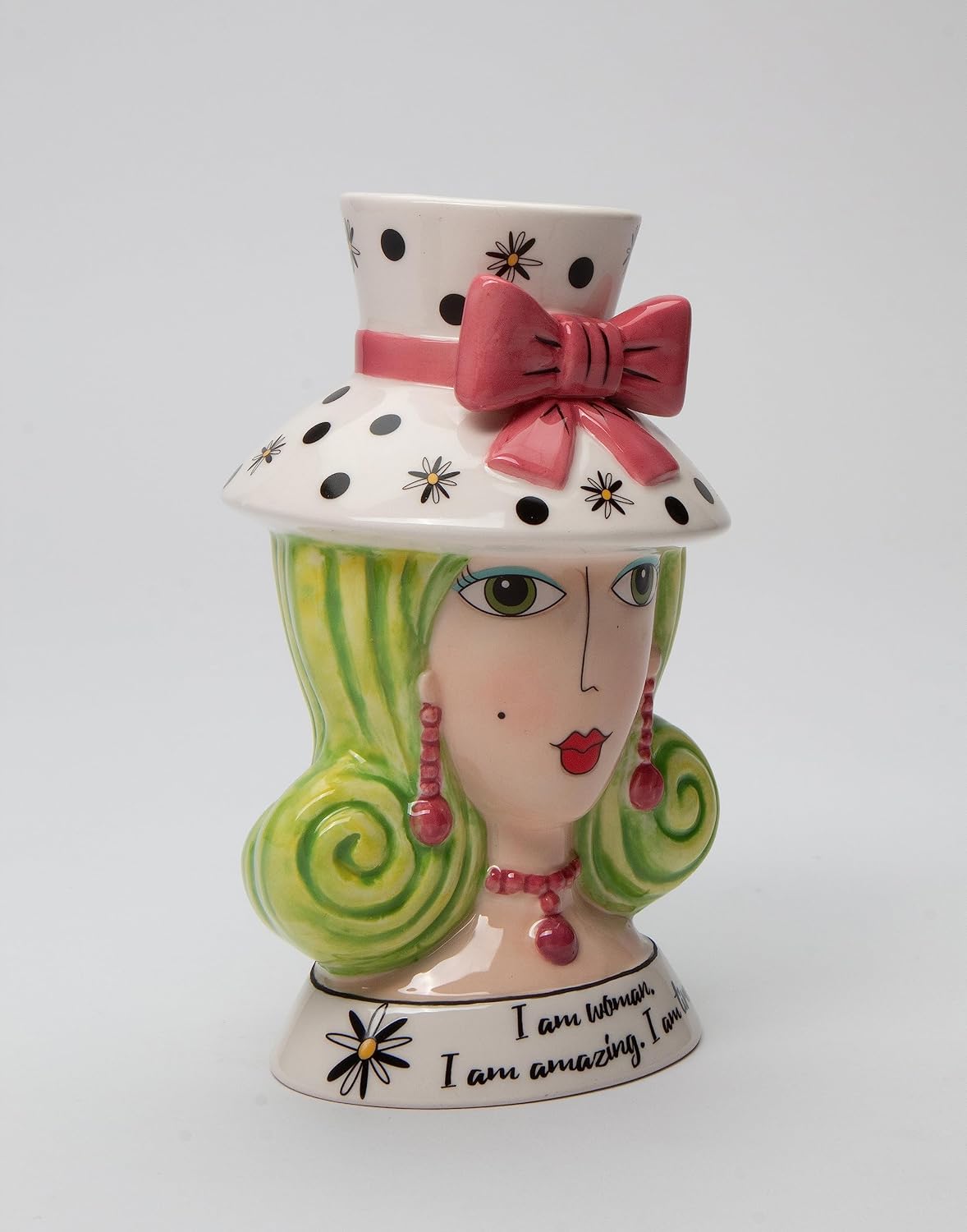 Cosmos Gifts Fine Ceramic I Am Woman I Am Amazing I Am Tired Lady Makeup Brush Holder Vase 6-1/4" H 62610
