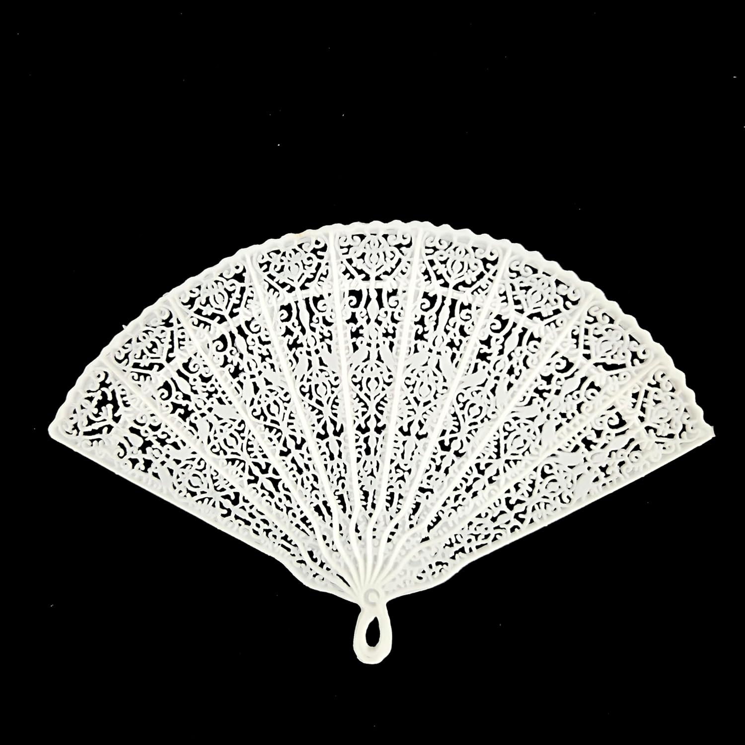 Party Favors Plus White Plastic Lace-Pattern Mini Hand Fans 5 Inch 24 Pack