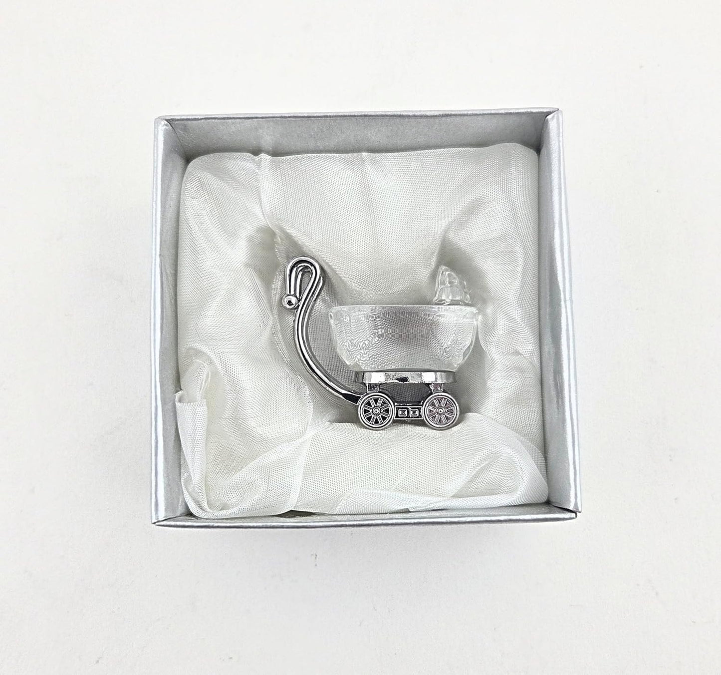 Party Favors Plus Crystal Stroller Baby Shower Favor Clear Silver 1.5 Inch 1 Count