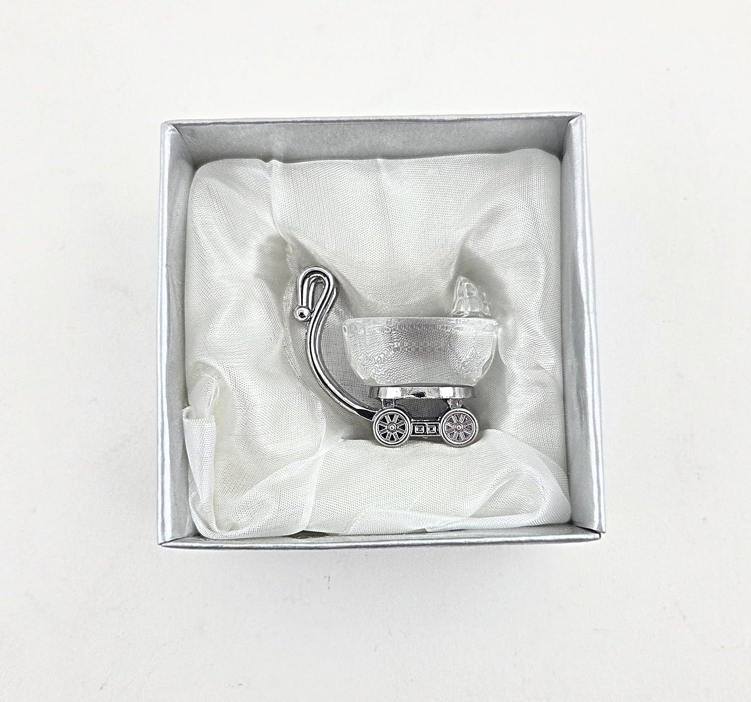 Party Favors Plus Crystal Stroller Baby Shower Favor Clear Silver 1.5 Inch 1 Count