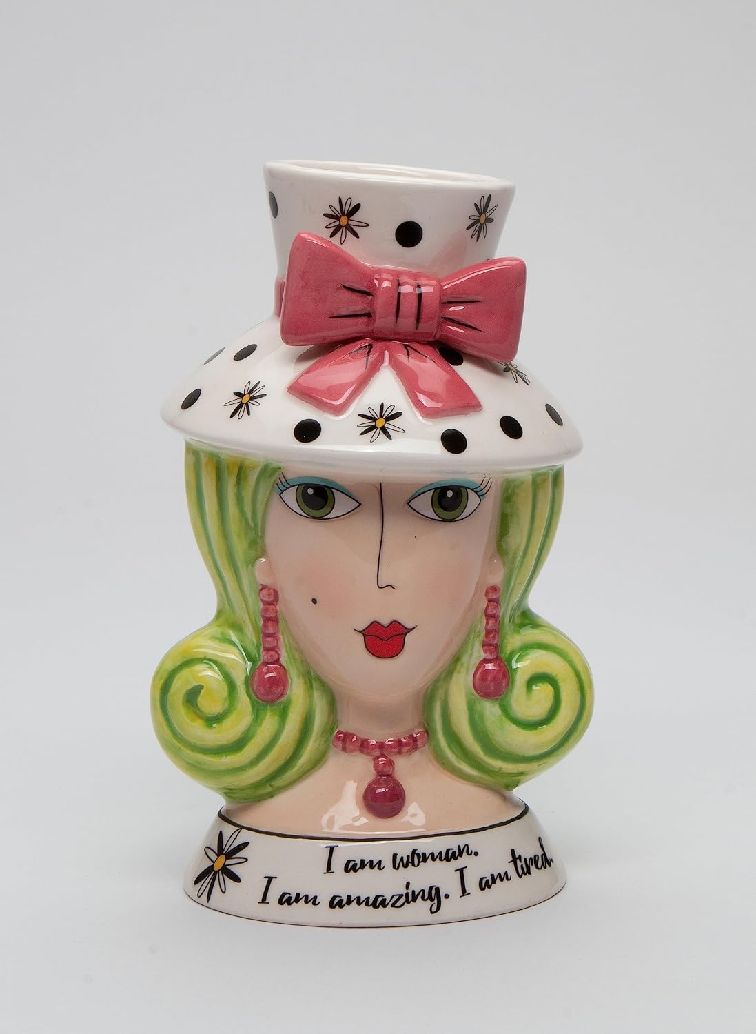 Cosmos Gifts Fine Ceramic I Am Woman I Am Amazing I Am Tired Lady Makeup Brush Holder Vase 6-1/4" H 62610
