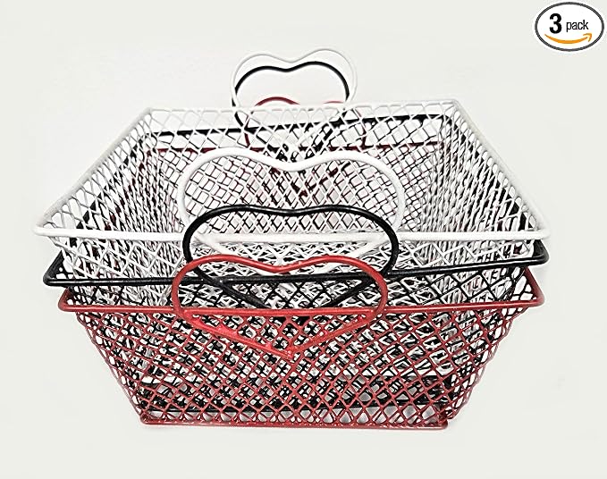 Party Favors Plus Wire Baskets Heart Shape Handles Metal 8 Inch 3 Count