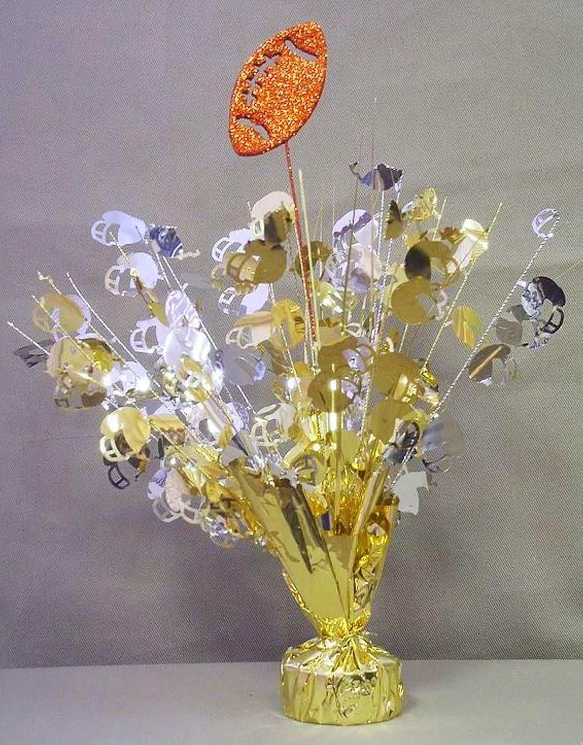 Metallic Gold and Silver Football Balloon Weight Centerpieces, 2 Pieces