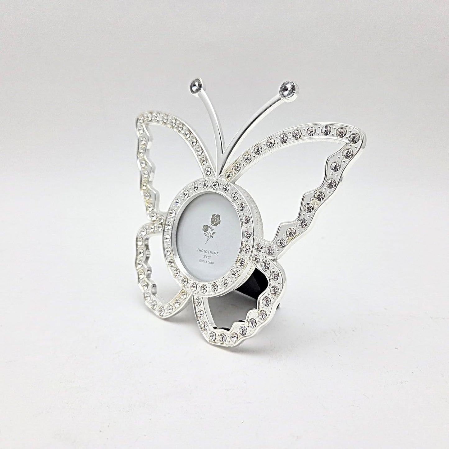 Party Favors Plus Butterfly Photo Frame Silver Metal 2x2 Inch