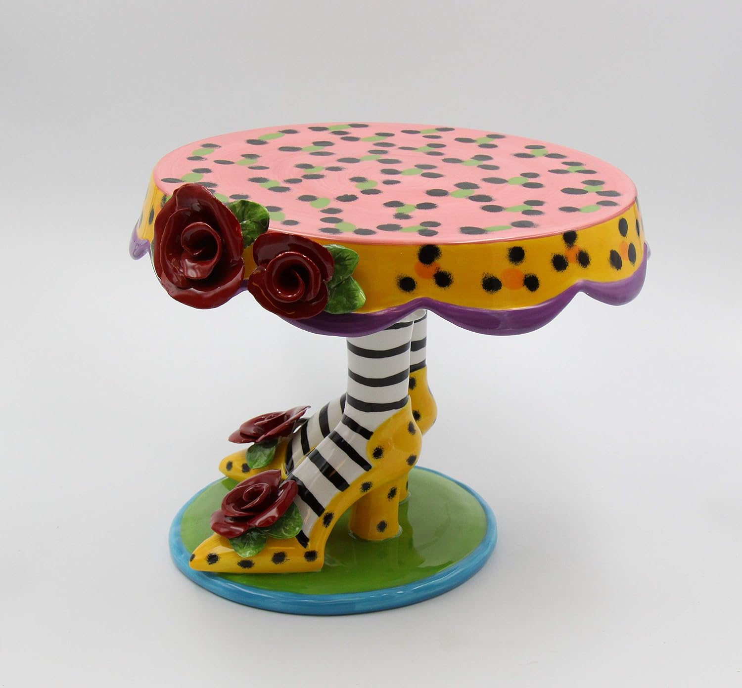 Appletree 10-Inch Sugar High Social Ceramic High Heel Cake Stand Pink