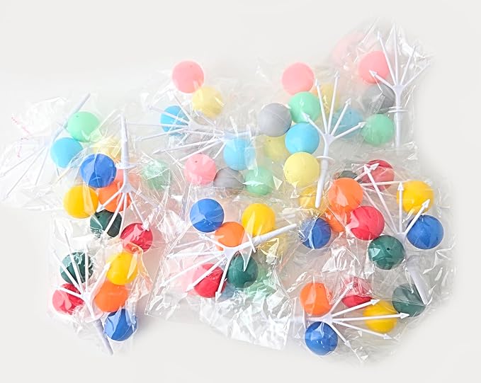 Party Favors Plus Mini Plastic Balloon Picks Multicolor 12 Count