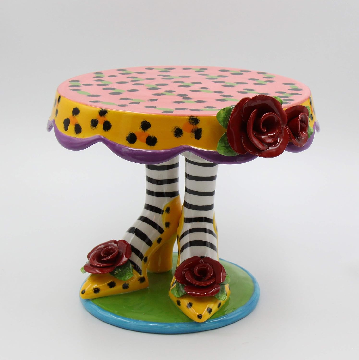 Appletree 10-Inch Sugar High Social Ceramic High Heel Cake Stand Pink