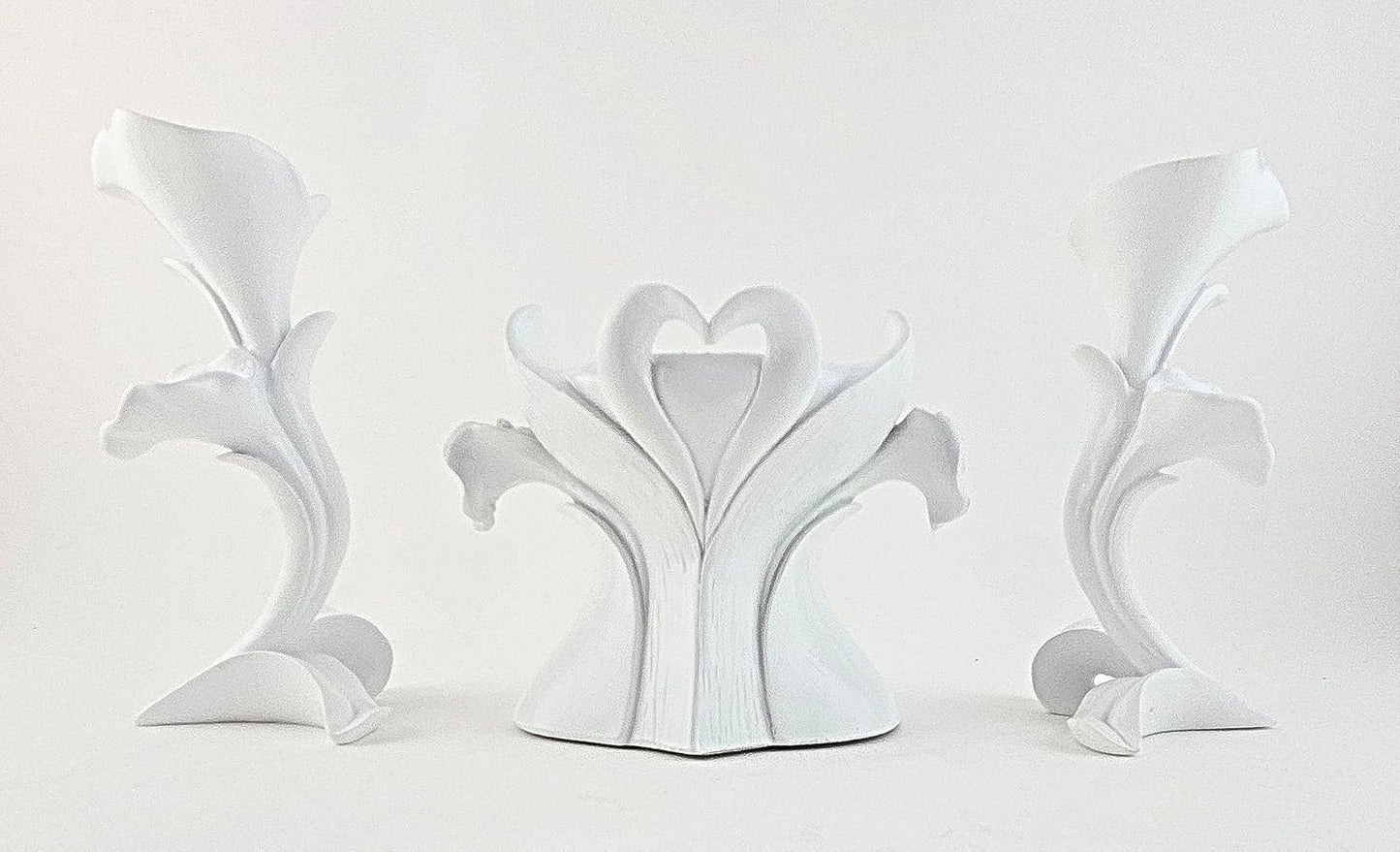Party Favors Plus White Polyresin Lily Candle Holder Set of 3
