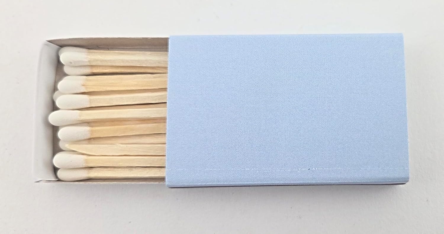 Light Blue Wooden Box Matches White Tip 50 Pack