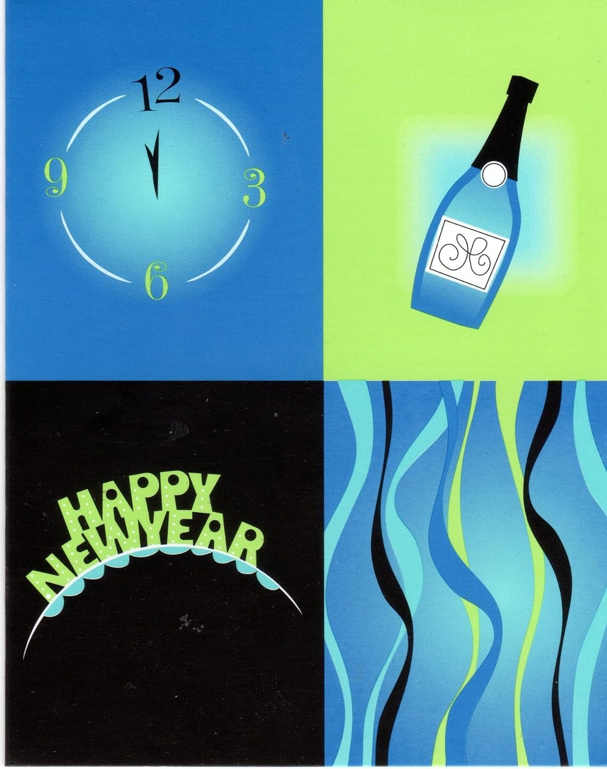 Creative Converting Happy New Year Clock Champagne Invitations 8 Count 5 x 4 Folded Multi-colored