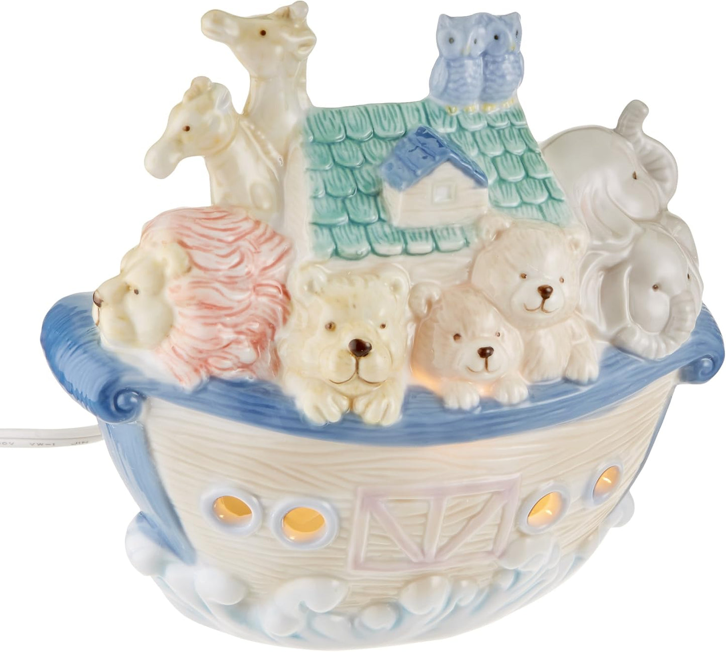 Cosmos Gifts Fine Ceramic Noah's Ark Night Light 6-1/4-Inch Multicolor
