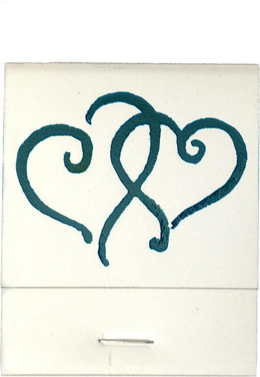 Party Favors Plus White Matchbooks Printed Hearts Metallic Teal 50 Count