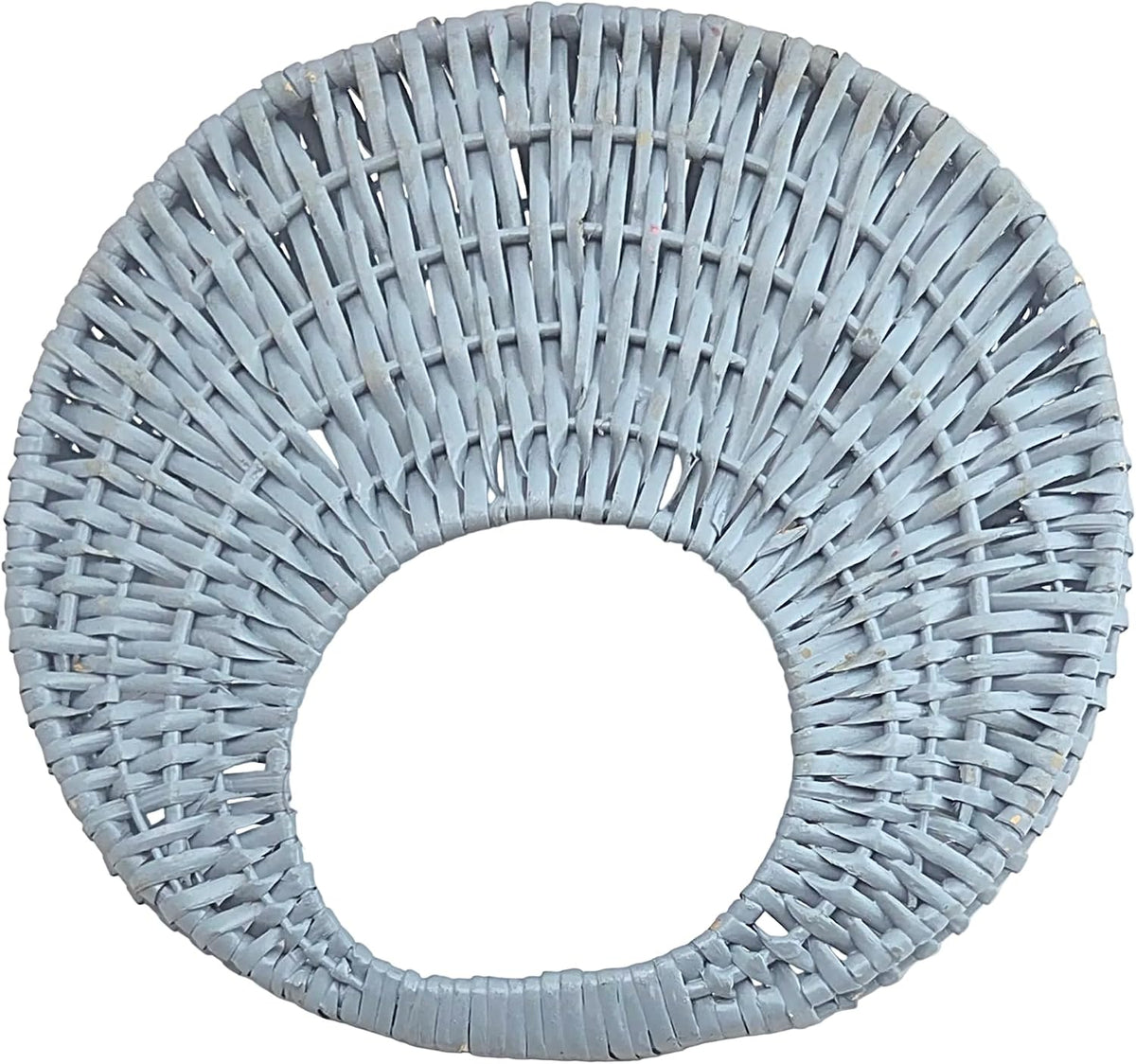 Bluish Gray Hand-Woven Wicker Basket Bag with Ring Handle, 1 Piece