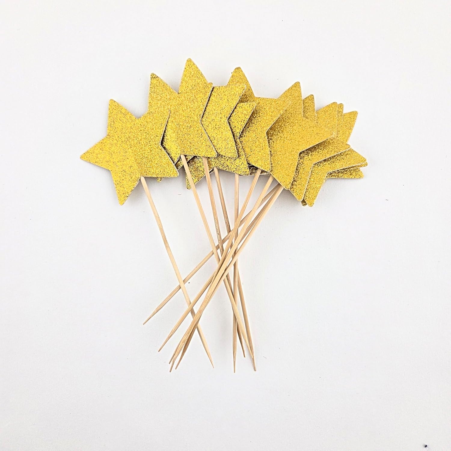 Party Favors Plus Gold Glitter Star Cake Toppers 3 Inch 10 Count