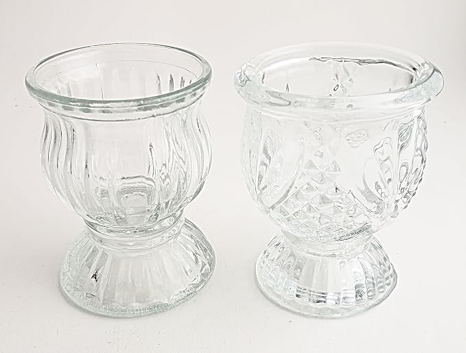 Party Favors Plus Clear Glass Tealight Candle Holders 4 Piece Set